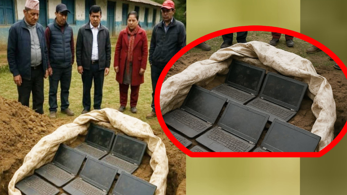 विद्यालयबाट एक वर्षअघि हराएका ११ ल्यापटप माटोमा गाडिएको भेटियो