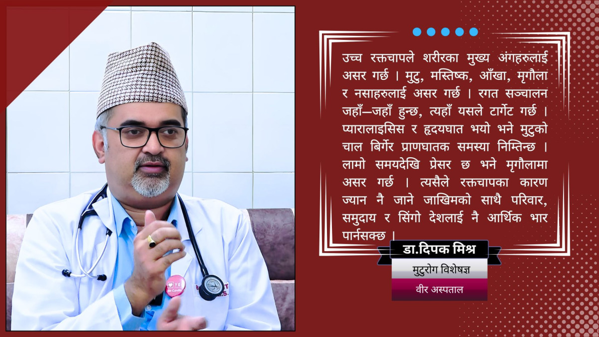 फेसन बनेको धुम्रपान, अस्वस्थ जीवनशैली र तनावले युवामा प्रेसर बढ्योः डा.मिश्र
