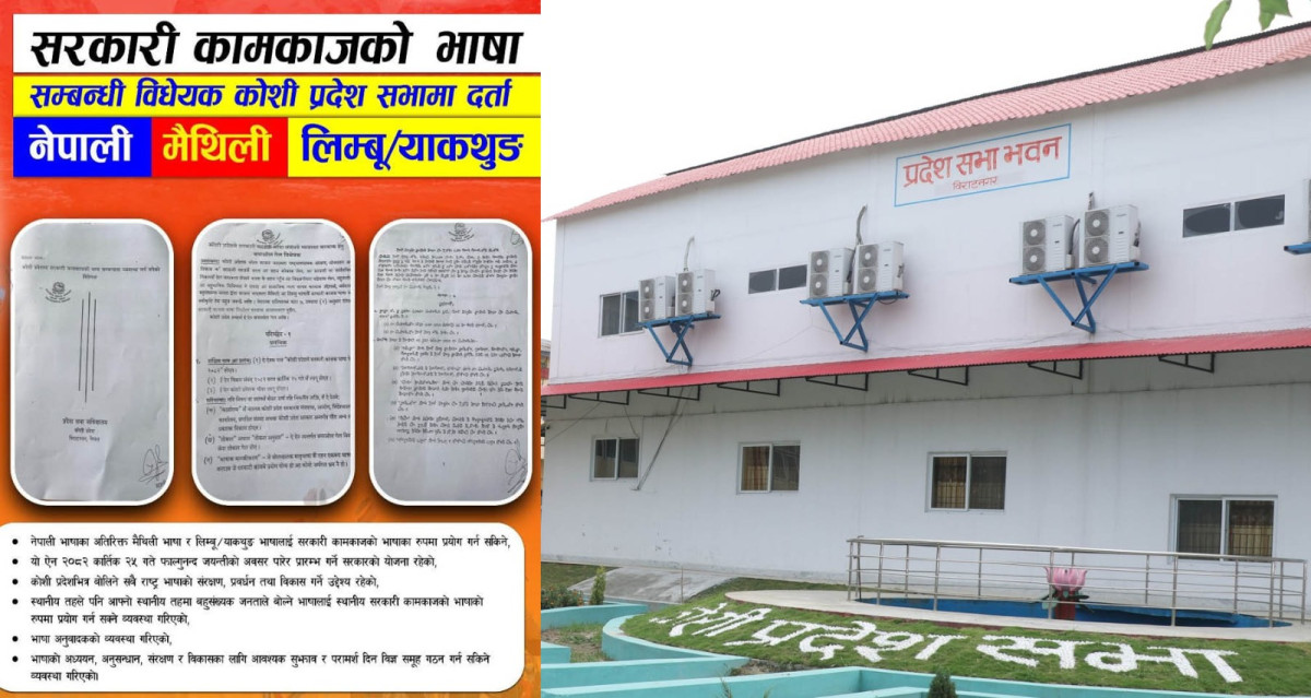 विपक्षीको प्रस्ताव अस्वीकृत भएपछि सरकारले दर्ता गर्यो कोशीमा सरकारी कामकाजको भाषा विधेयक